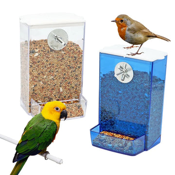 Papagades de pássaros caixa de alimentação dispensador de alimentos antisplash à prova de pó de pó de pão de pão de pavimenta alimentador de gaiola para parafuso de alimentos dispensador de animais de estimação
