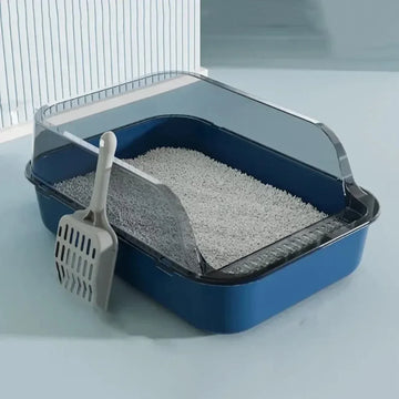 Åpen kattes søppelboks Fortykning Kitty Sandbox Semi-Lukket høy side Splashproof Pet Bedpanner med kull Scoop Cat Supplies