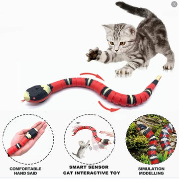Automatiske katteleker interaktive smarte sensing slange teasetoys for katter usb lading katttilbehør for kjæledyrkatter spill til å spille til