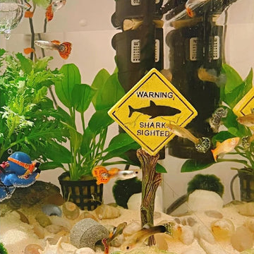 Resin Aquarium Decoration Ornaments Artificial Shark Warning Sign Landscaping Accessories for Fish Tank Aquarium Background