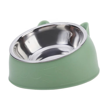 1PC Cat Bowl Piękne kreatywne nachylone kociąt szczeniaki miski karmione żywność koty ze stali nierdzewnej Picie karmnika dla psów koty karmniki
