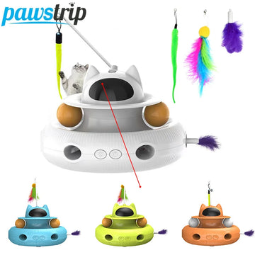 4-i-1 Interaktiv katteleketøy Smart Cat Teaser Stick Pet Turntable Catching Training Toys For Cats USB Lading Pet Supplies