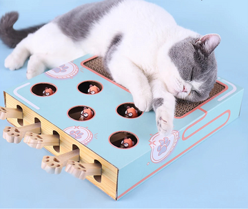 Cat Toy Chase Hunt Mouse 3 In 1 With Scratcher Cat Game Box Maze Interactive Educational Cat Hit Gophers Funny Cat Stick