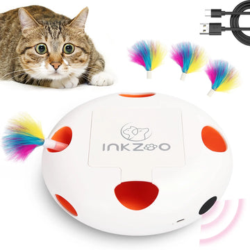 Inkzoo katteleker, interaktive katteleker for innendørs katter, smart interaktiv kattunge leketøy, automatiske 7 hull mus whack-a-mole