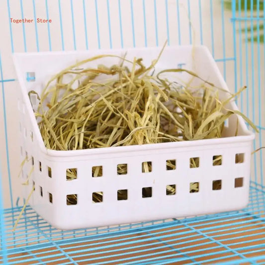 Small Pet for Hay Grass Basket Food Bowl Sucker Fixed Plastic Cage Bowl Hanging for Birds Hamster Rabbits Cage Accessori 6XDD