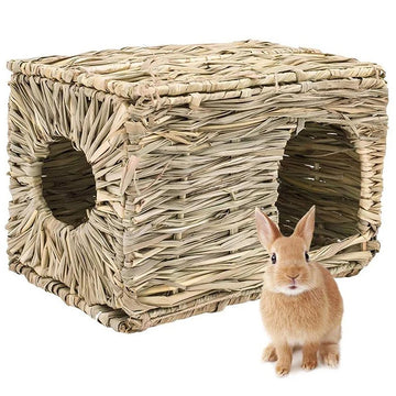 Opvouwbare geweven konijnenkooien huisdieren hamster cavia bunny gras kauw speelgoed mat huis bed nesten voor kleine dieren konijn accessoires