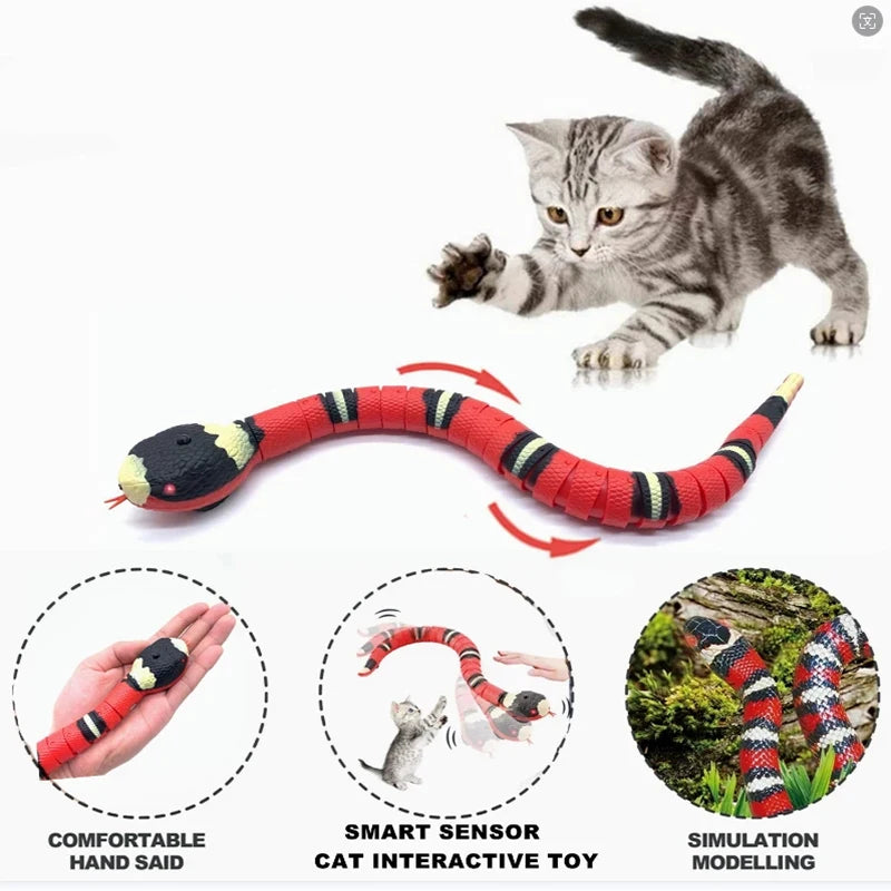Automatiske katteleker interaktive smarte sensing slange teasetoys for katter usb lading katttilbehør for kjæledyrkatter spill til å spille til
