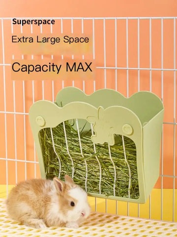 Rabbit Grass Rack Feeder Large Capacity Hay Manger Small Animal Food Feeder Rack Grass Basket Hanging Storage Pet Supplies