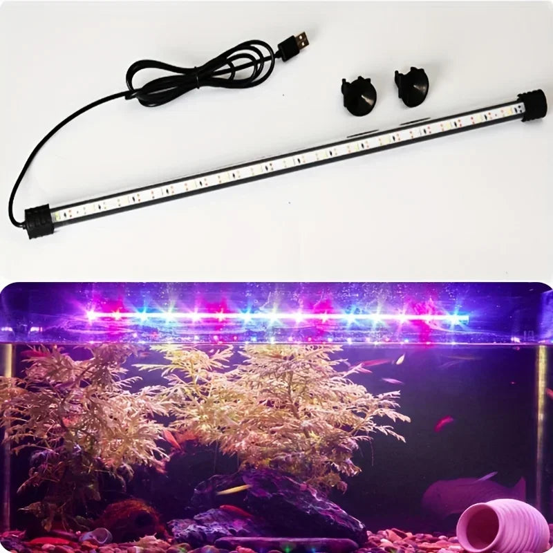 Monivärinen 17-47 cm akvaario LED-valaistus upotettavissa oleva mieliala-lamppu USB Vedenpitävä kalasäiliö Koristeellinen kasvi kasvaa kevyitä lisävarusteita