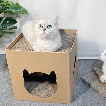 Cat House Housking Board Pet Whopping Pets House с надраскани подложки гофрирана котешка картонена кутия за заек скривалище котка