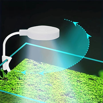Luz de aquário com clipe de LED do adaptador na luz do tanque de peixes, pequeno espectro total da luz USB 360 ° Iluminação de rotação